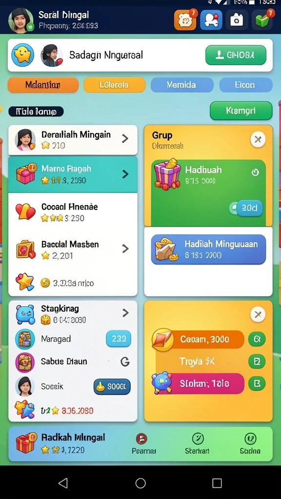 Penghargaan dan item menarik yang dapat dikoleksi.