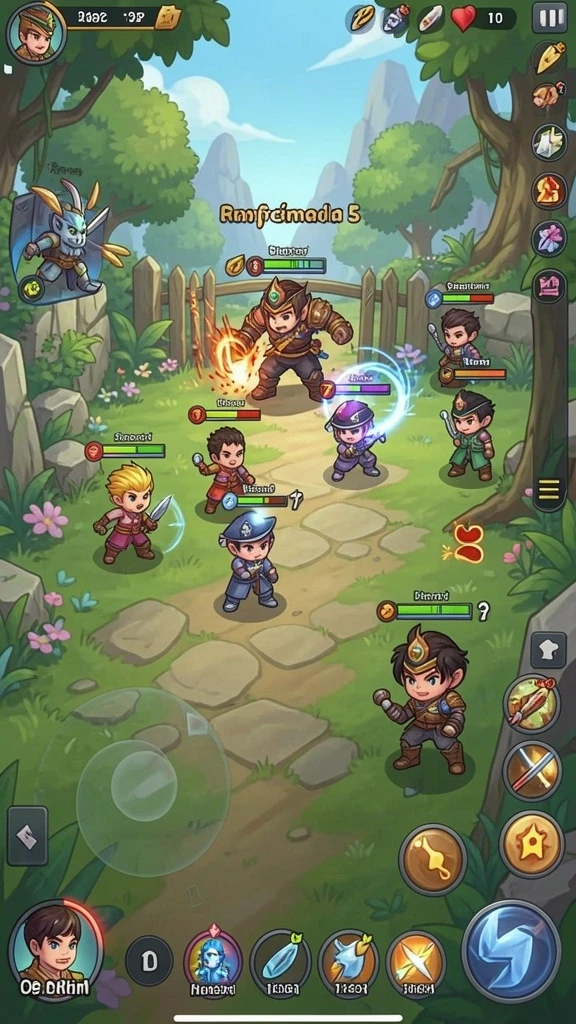 Screenshot aplikasi D06: Pertarungan seru dengan monster besar.