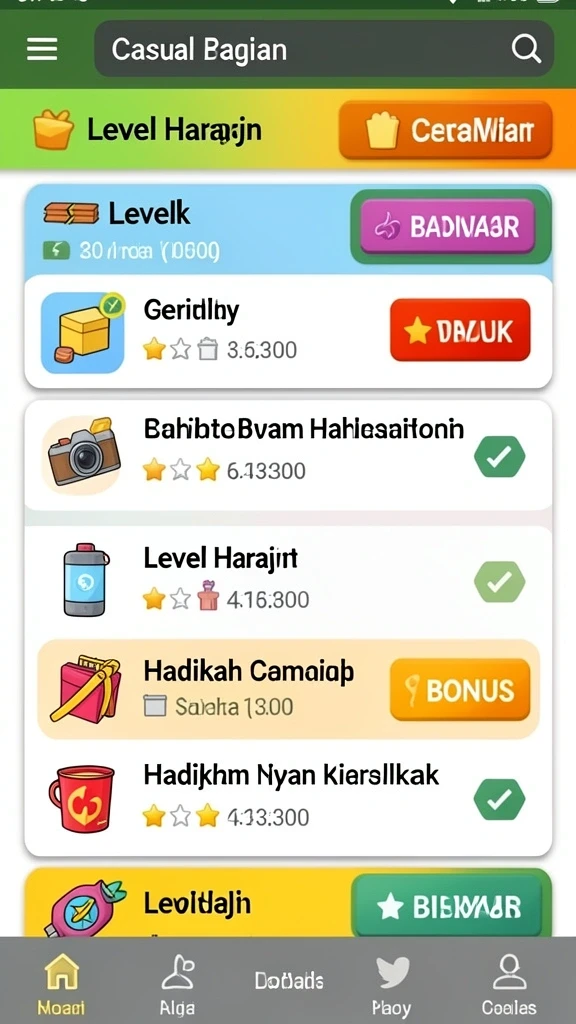 Variasi permainan yang beragam dan menyenangkan.